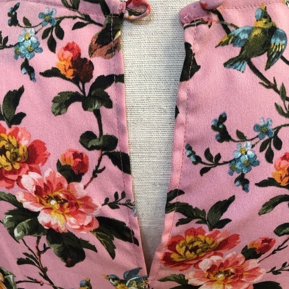 TOPSHOP pinkish rose floral dress long sleeve lightweight size 10 - Picture 6 of 16
